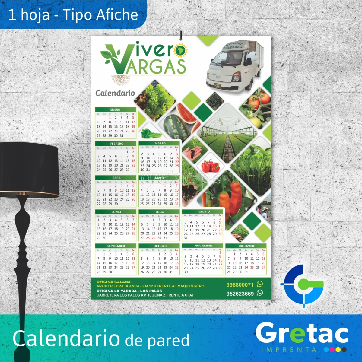 calendario de pared afiche