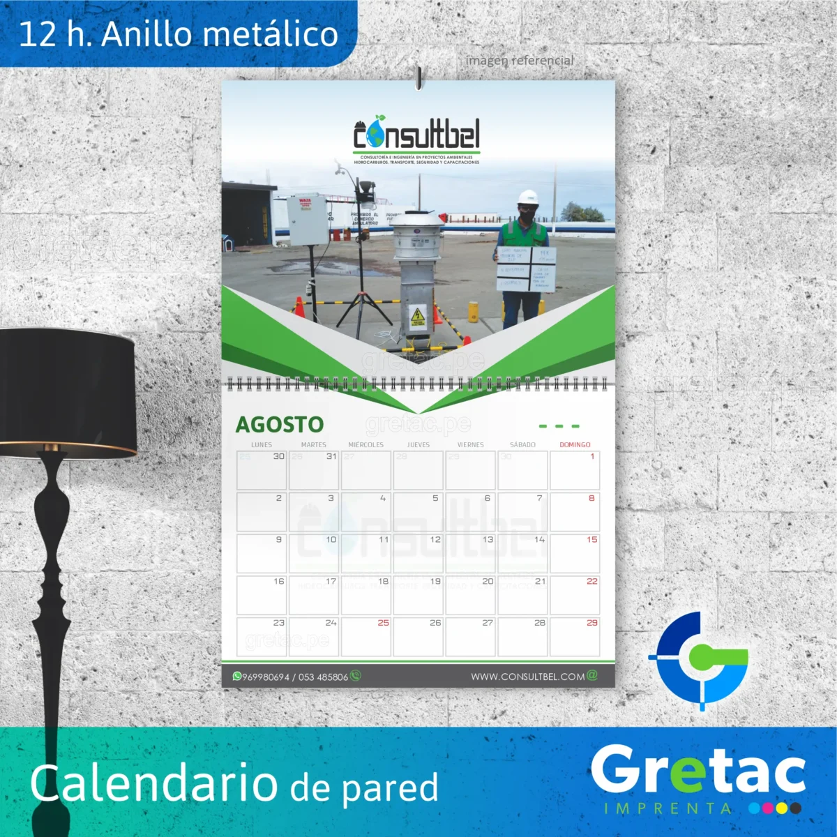 calendario de pared anillado